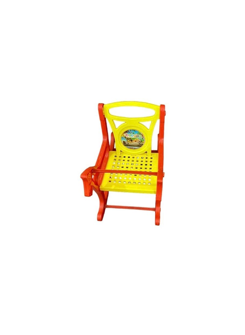 BABYPA Plastic Folding Rocking Chair with Safety Bar and Arm Rest for Babies Rocking Chair Swing Chair Toy Ride On for BoysGirls Rocker and Bouncer with Backrest Chair