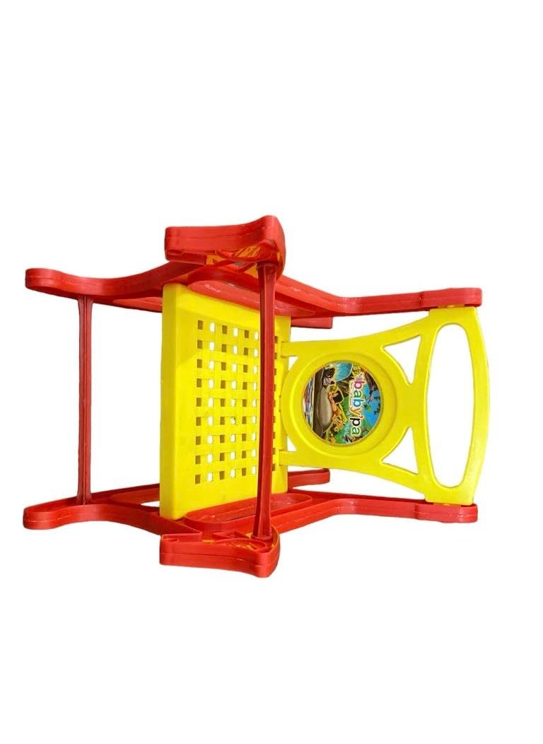 BABYPA Plastic Folding Rocking Chair with Safety Bar and Arm Rest for Babies Rocking Chair Swing Chair Toy Ride On for BoysGirls Rocker and Bouncer with Backrest Chair