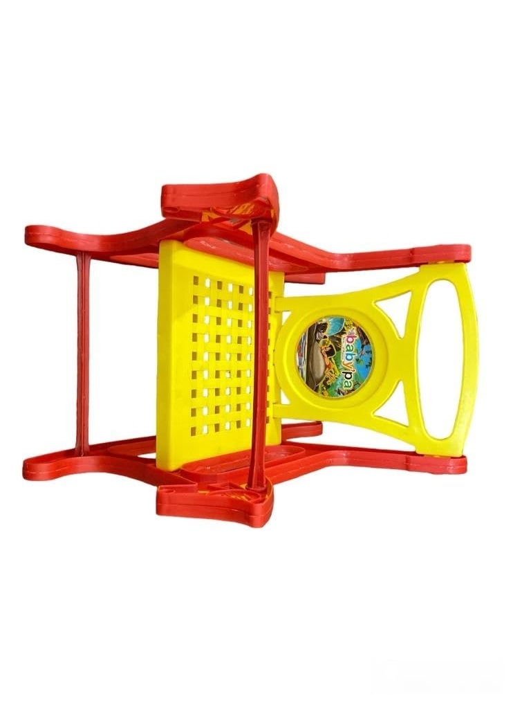 BABYPA Plastic Folding Rocking Chair with Safety Bar and Arm Rest for Babies Rocking Chair Swing Chair Toy Ride On for BoysGirls Rocker and Bouncer with Backrest Chair