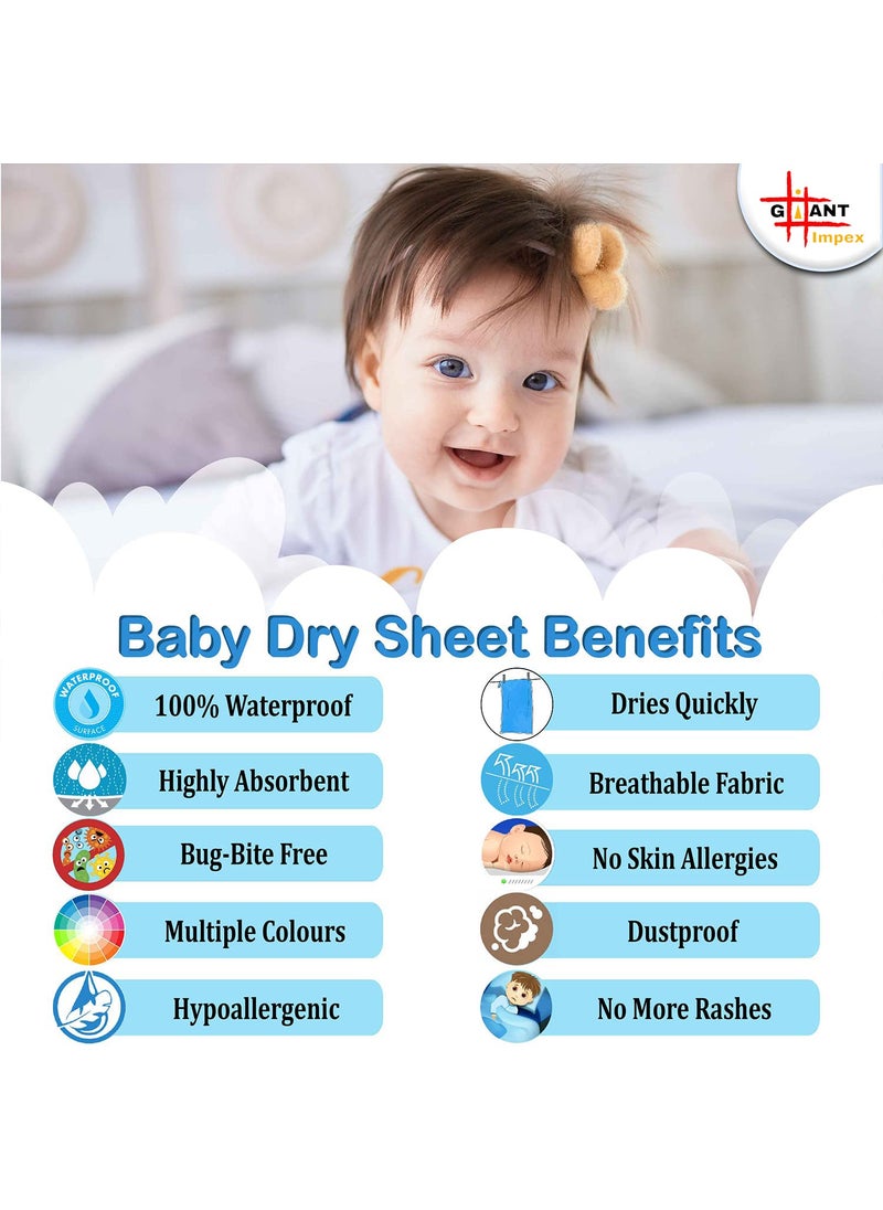 GIANT IMPEX Waterproof Antibacterial Quick Dry Ultra Absorbent Baby Dry SheetBed Wetting ProtectorCrib SheetPlay MatSmall Pista Green Baby Pink Red Pack of 3