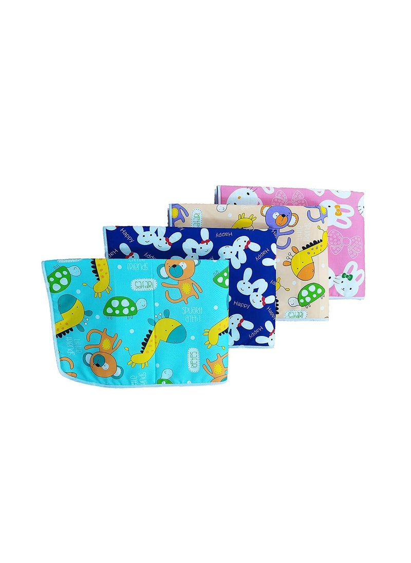 Heights Water Proof and Reusable MatBed ProtectorAbsorbent Dry SheetsBed Protector Baby Dry Sheet with Ultra absorbance Nappy Changing Plastic MatPack of 4 MediumMulticolor06 Months