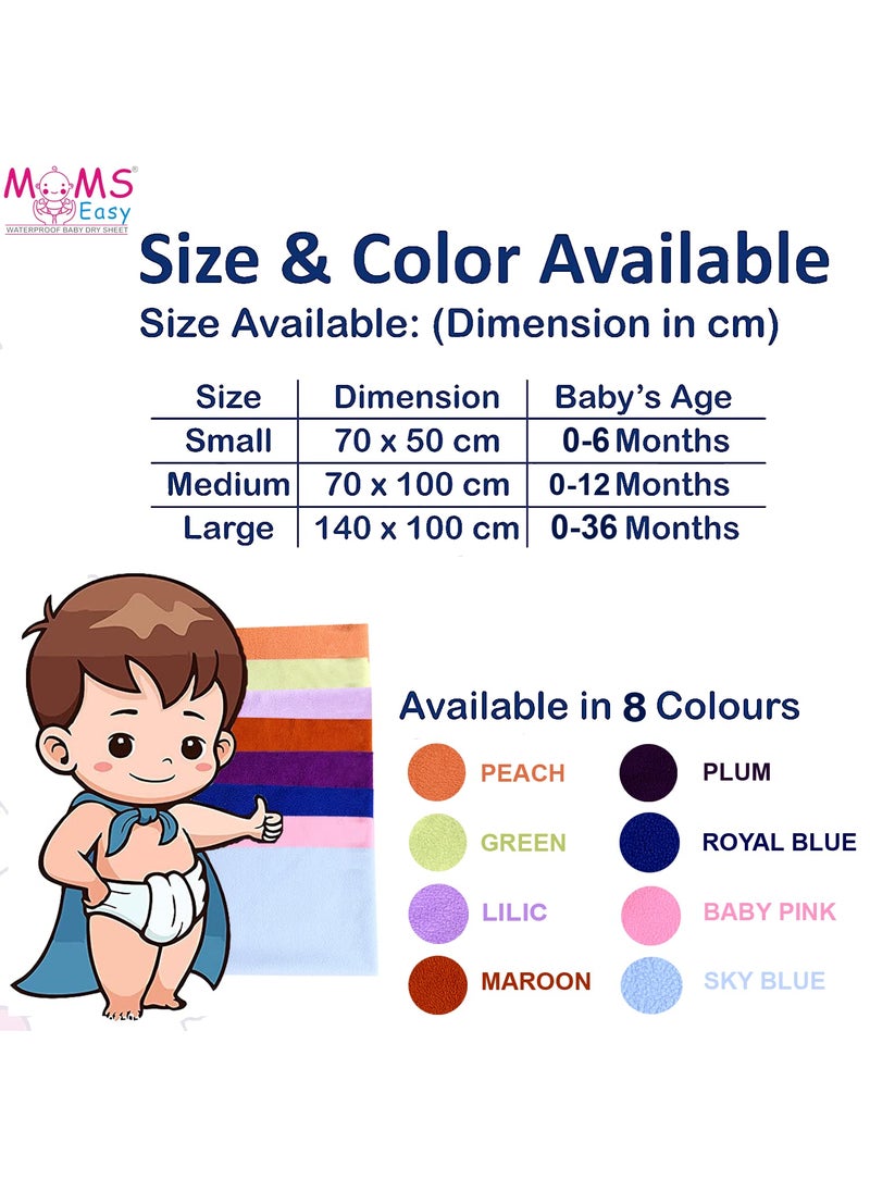 MOMSEASY New Born Baby Drysheet Urine Sheet for Bed Protect Baby Dry Mats Waterproof Baby Dry Mattress and Baby Asseceries from New Born Baby ComboSky Blue Lilic Royal Blue Large 140x100 cm