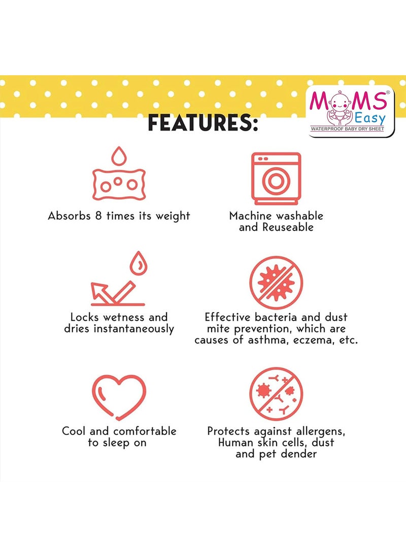 MOMSEASY New Born Baby Urine Mat Waterproof Baby Mat Waterproof Quickly Dry Sheet and New Born Care Products ComboPLum Pink Medium 100x70 cm