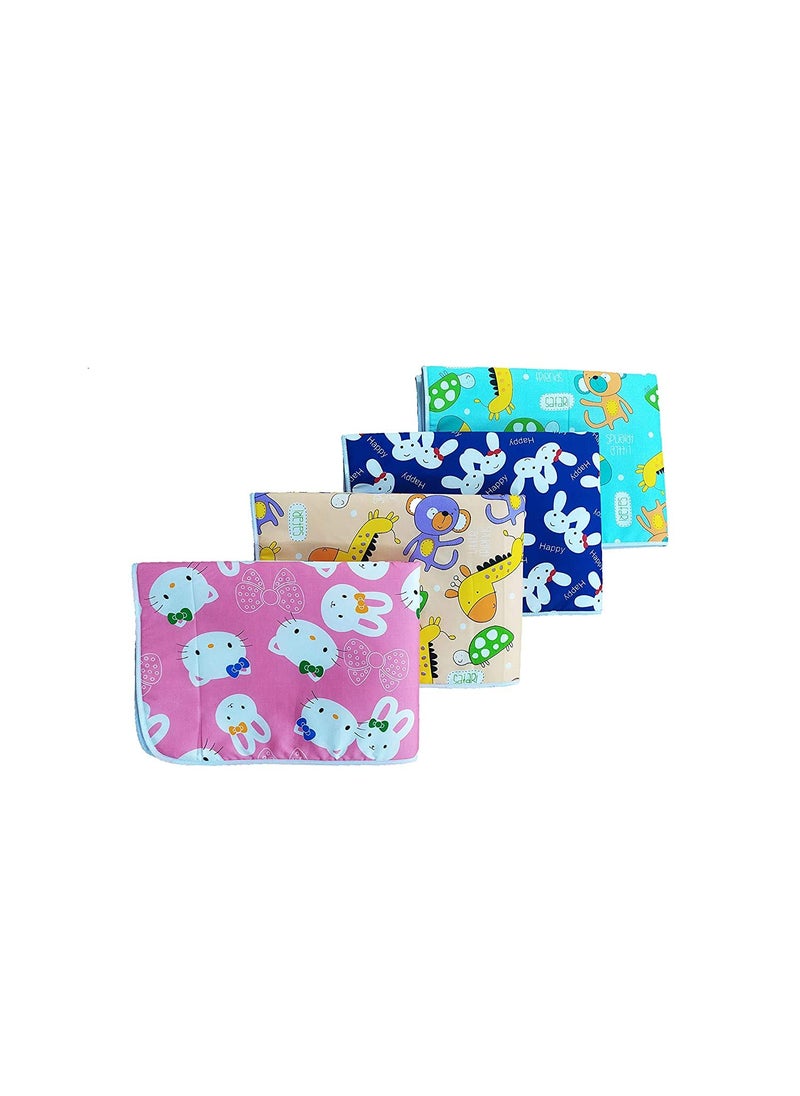 Heights New Born Babys Nappy Changing Plastic Mat Waterproof Mattress Bed Protector Sleeping MateDry Sheet for Baby Pack of 4 LargeMulticolor 06 Months
