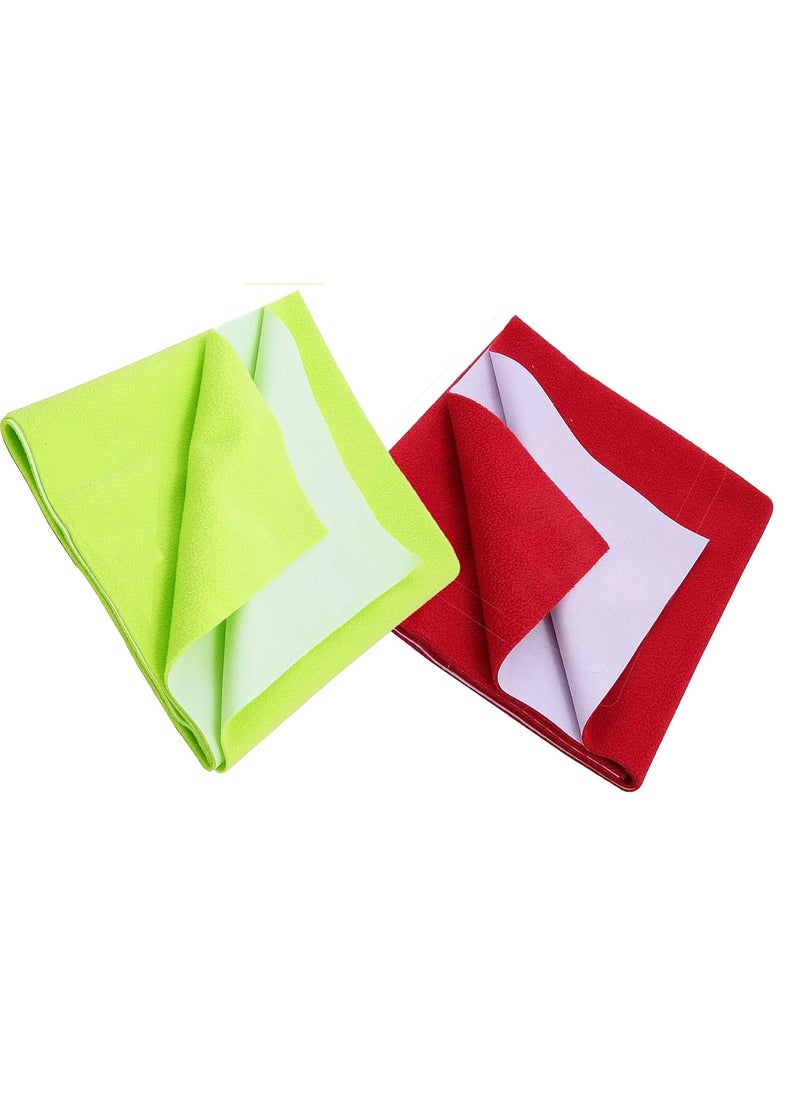 GIANT IMPEX Waterproof Antibacterial Quick Dry Ultra Absorbent Baby Dry SheetBed Wetting ProtectorCrib SheetPlay LargePack of 2 Pista Green Red