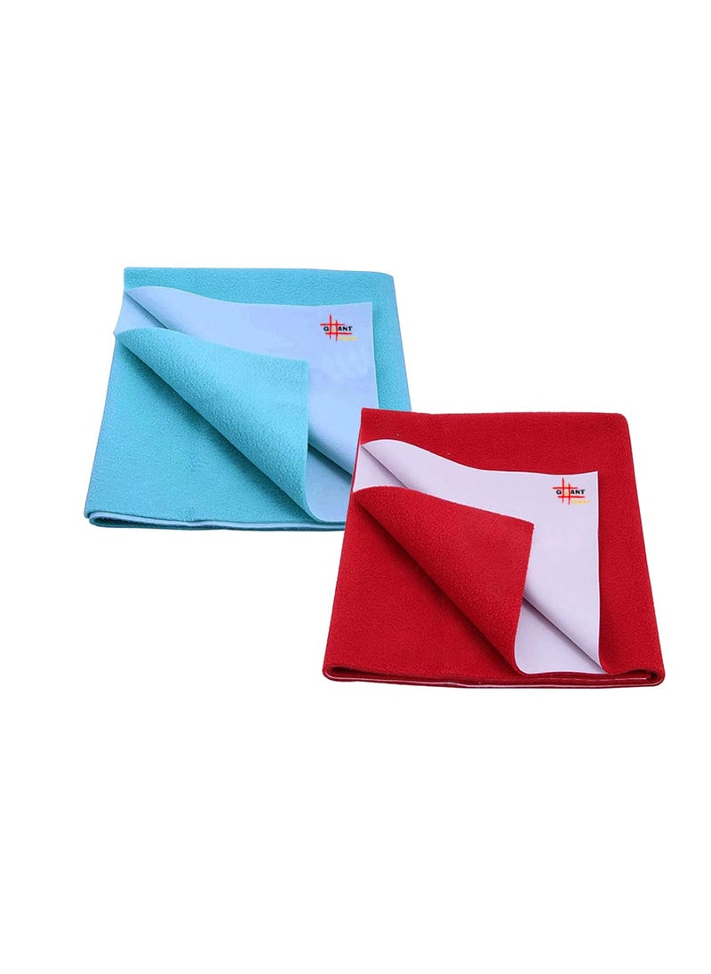 GIANT IMPEX Waterproof Antibacterial Quick Dry Ultra Absorbent Baby Dry SheetBed Wetting ProtectorCrib SheetPlay LargePack of 2 Red Peacock Blue