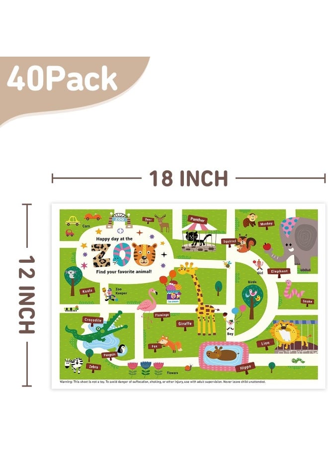 Babebay Disposable Stick-on Placemats 40 Pack for Baby & Kids & Toddler, Sticky Placemats Restaurant Table Mats 12