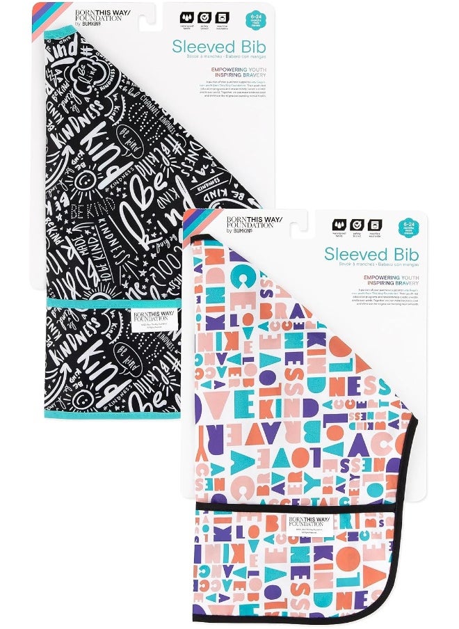 Bumkins Bibs, Baby and Toddler Bib, Bibs for Girls and Boys 6-24 Months, Long Sleeve Bib, Baby Bibs for Eating, Lightweight Waterproof Fabric Sleeved Smock (2-Pack)