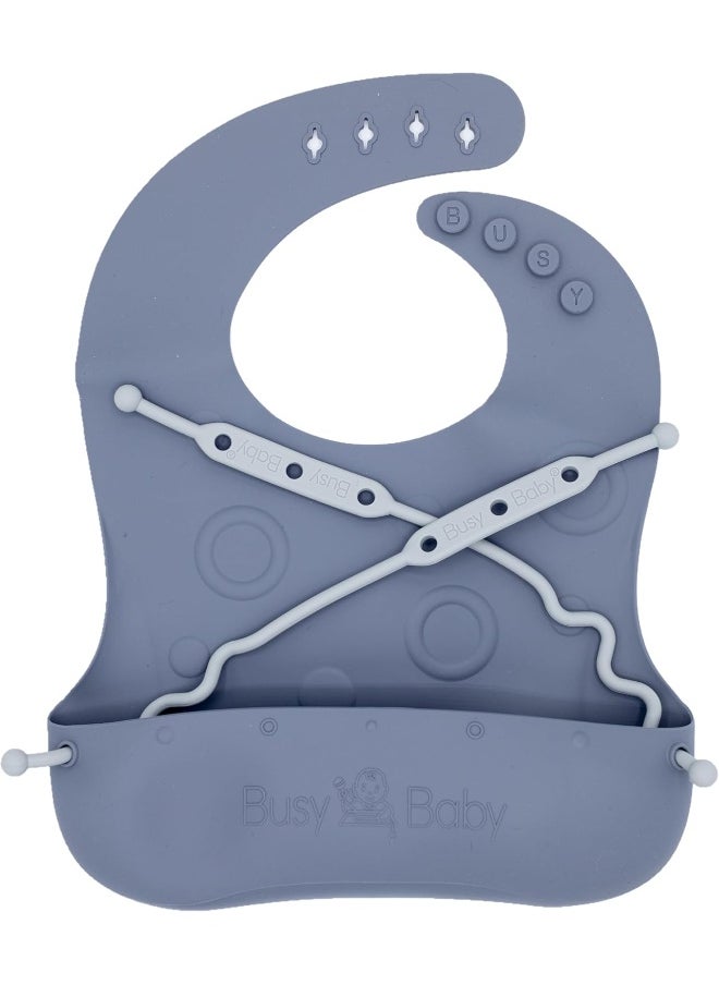 BUSY BABY - Silicone Baby Bib & Bungees, 1-Stop-Drop Travel Bib, 2-Silicone Bungees that Easily Attach to Bib & Keep Things Off the Floor