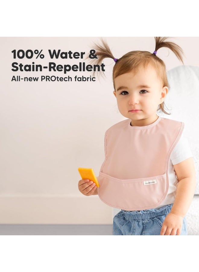 3-Pack Waterproof Baby Bibs for Eating - Lightweight Baby Bib with Food Catcher, Mess Proof Toddler Bibs, Waterproof Bibs for Baby Boys, Baby Girls, Feeding Bibs, Drool Bibs, Baby Food Bibs