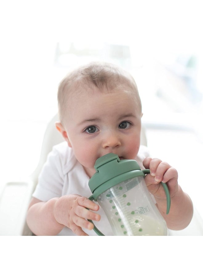 Dr. Brown's Milestones Baby's First Straw Cup, Training Cup with Weighted Straw, 9oz/270mL, Olive Green, BPA Free, 6m+