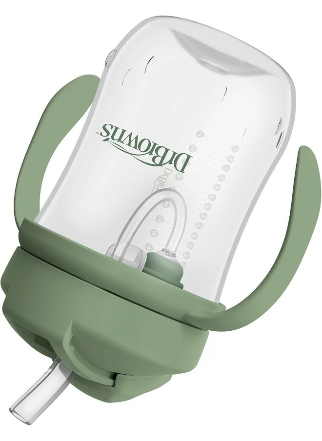 Dr. Brown's Milestones Baby's First Straw Cup, Training Cup with Weighted Straw, 9oz/270mL, Olive Green, BPA Free, 6m+