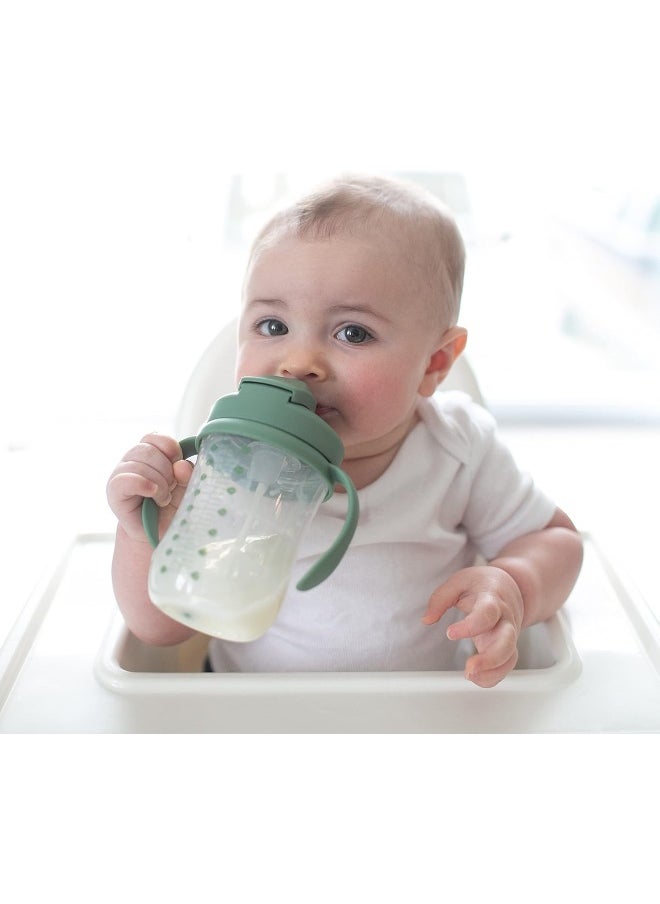Dr. Brown's Milestones Baby's First Straw Cup, Training Cup with Weighted Straw, 9oz/270mL, Olive Green, BPA Free, 6m+