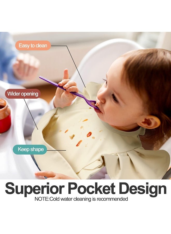 JaGely 3 Pcs Baby Bib for Eating Waterproof Baby Bib Baby Girl Food Bib Washable Toddler Bib Soft Feeding Bib with Food Catcher for Baby Boy or Girl Eating Travel Home Supplies