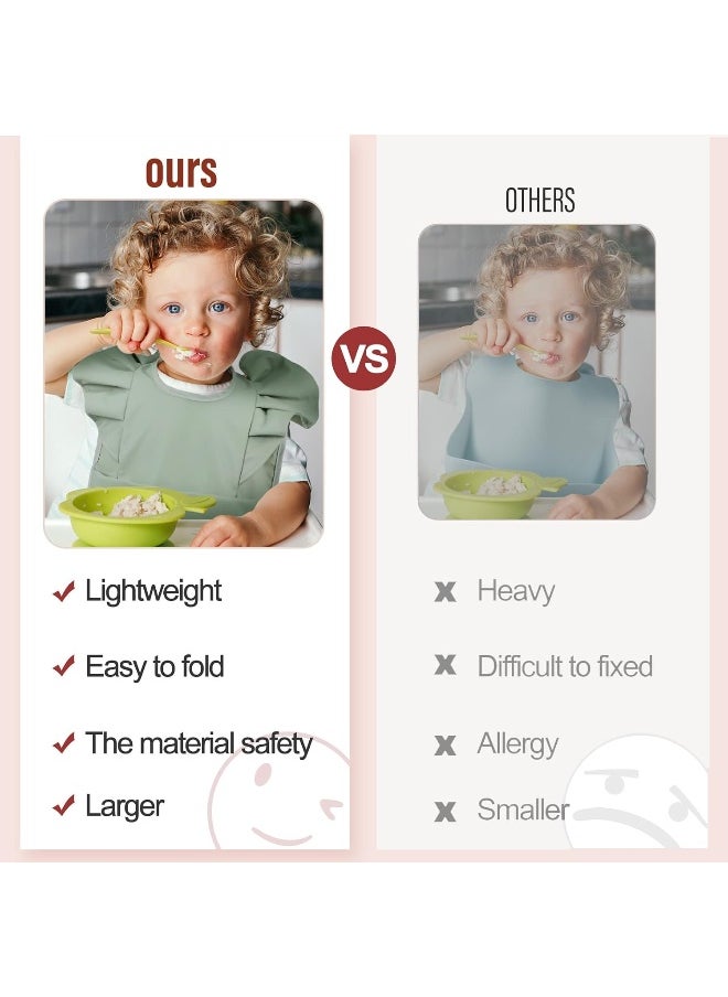 JaGely 3 Pcs Baby Bib for Eating Waterproof Baby Bib Baby Girl Food Bib Washable Toddler Bib Soft Feeding Bib with Food Catcher for Baby Boy or Girl Eating Travel Home Supplies