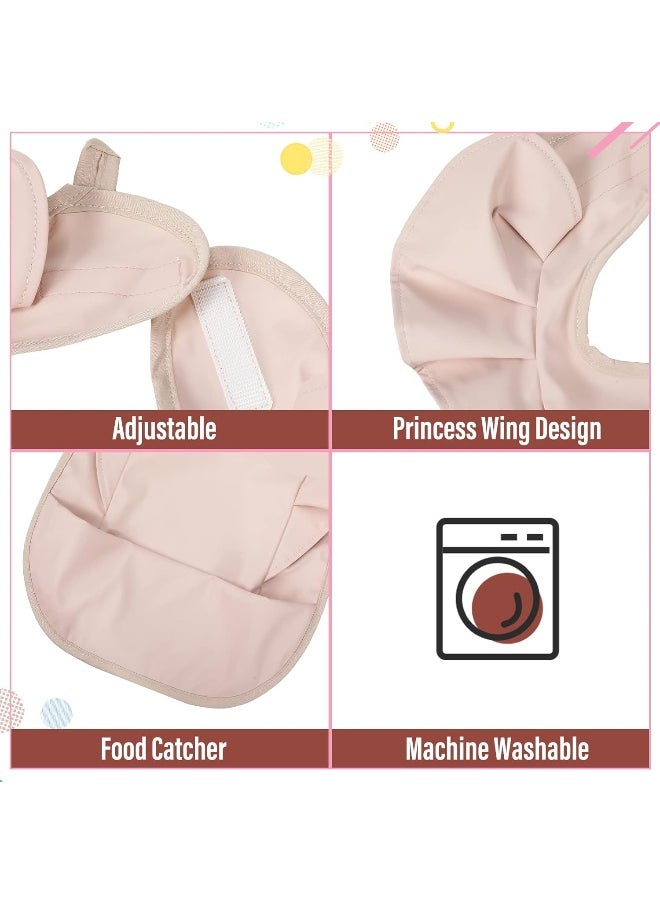 JaGely 3 Pcs Baby Bib for Eating Waterproof Baby Bib Baby Girl Food Bib Washable Toddler Bib Soft Feeding Bib with Food Catcher for Baby Boy or Girl Eating Travel Home Supplies
