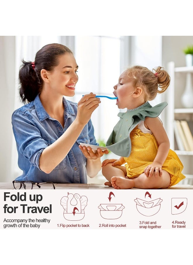 JaGely 3 Pcs Baby Bib for Eating Waterproof Baby Bib Baby Girl Food Bib Washable Toddler Bib Soft Feeding Bib with Food Catcher for Baby Boy or Girl Eating Travel Home Supplies