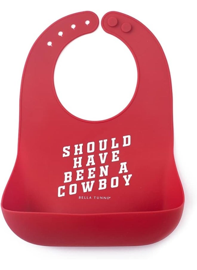 BELLA TUNNO Wonder Bib - Adjustable Silicone Baby Bibs for Girls & Boys, Durable and Waterproof BPA Free Silicone, Cowboy