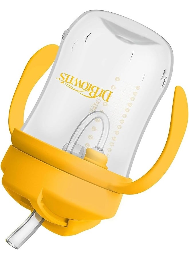 Dr. Brown's Milestones Baby's First Straw Cup Sippy Cup with Straw 6m+, 9oz/270ml, 2 Pack, Dark Blue & Vintage Yellow