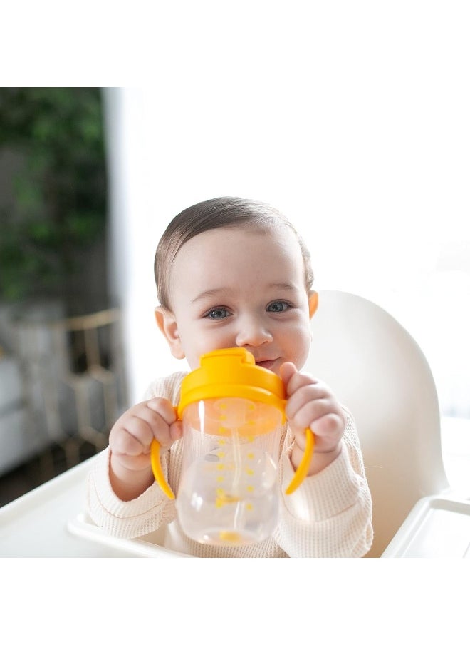 Dr. Brown's Milestones Baby's First Straw Cup Sippy Cup with Straw 6m+, 9oz/270ml, 2 Pack, Dark Blue & Vintage Yellow