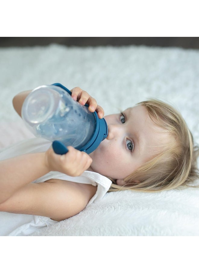 Dr. Brown's Milestones Baby's First Straw Cup, Training Cup with Weighted Straw, 9oz/270mL, Dark Blue, BPA Free, 6m+