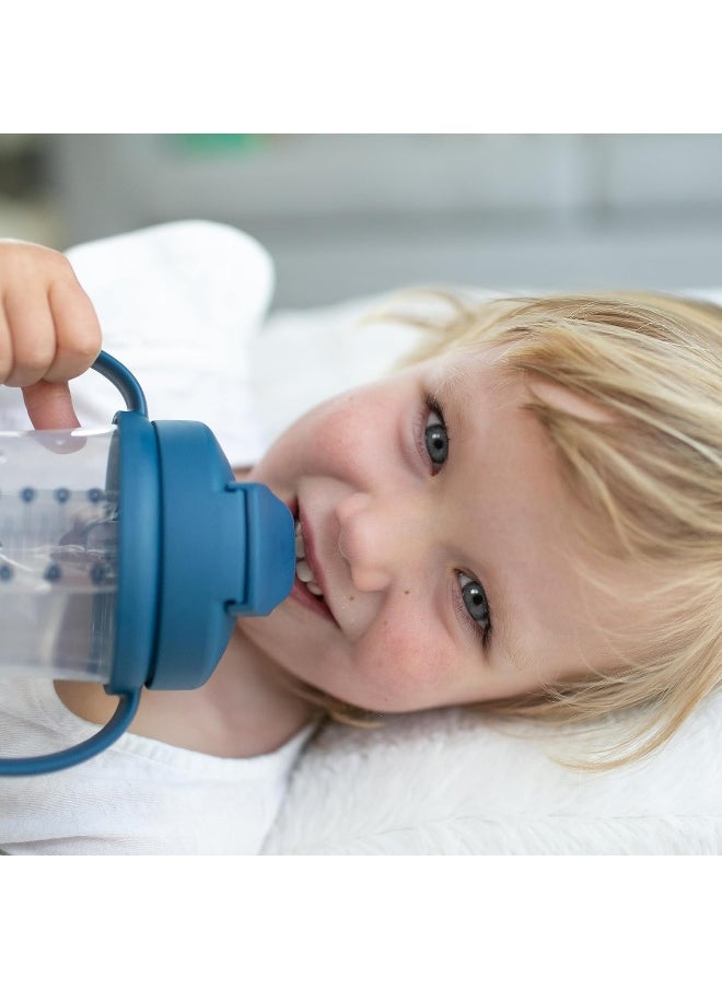 Dr. Brown's Milestones Baby's First Straw Cup, Training Cup with Weighted Straw, 9oz/270mL, Dark Blue, BPA Free, 6m+