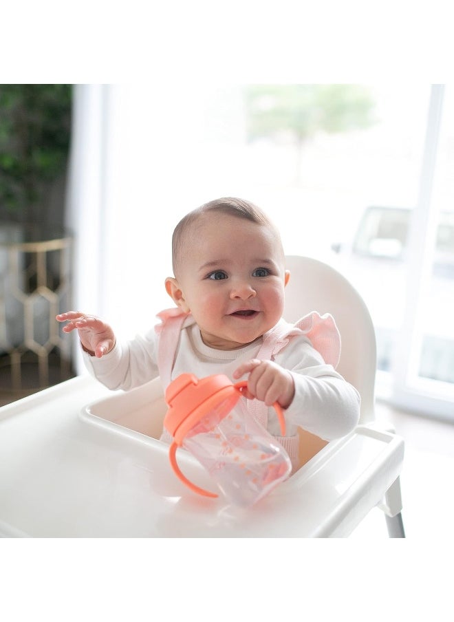 Dr. Brown's Milestones Baby's First Straw Cup, Training Cup with Weighted Straw, 9oz/270mL, Coral, BPA Free, 6m+
