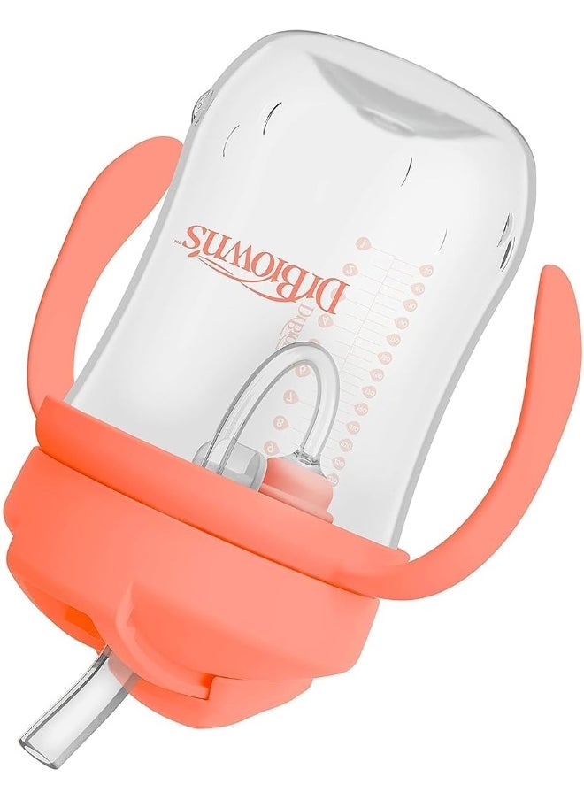 Dr. Brown's Milestones Baby's First Straw Cup, Training Cup with Weighted Straw, 9oz/270mL, Coral, BPA Free, 6m+