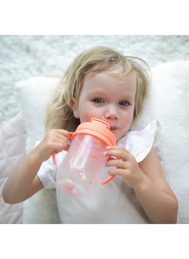 Dr. Brown's Milestones Baby's First Straw Cup, Training Cup with Weighted Straw, 9oz/270mL, Coral, BPA Free, 6m+