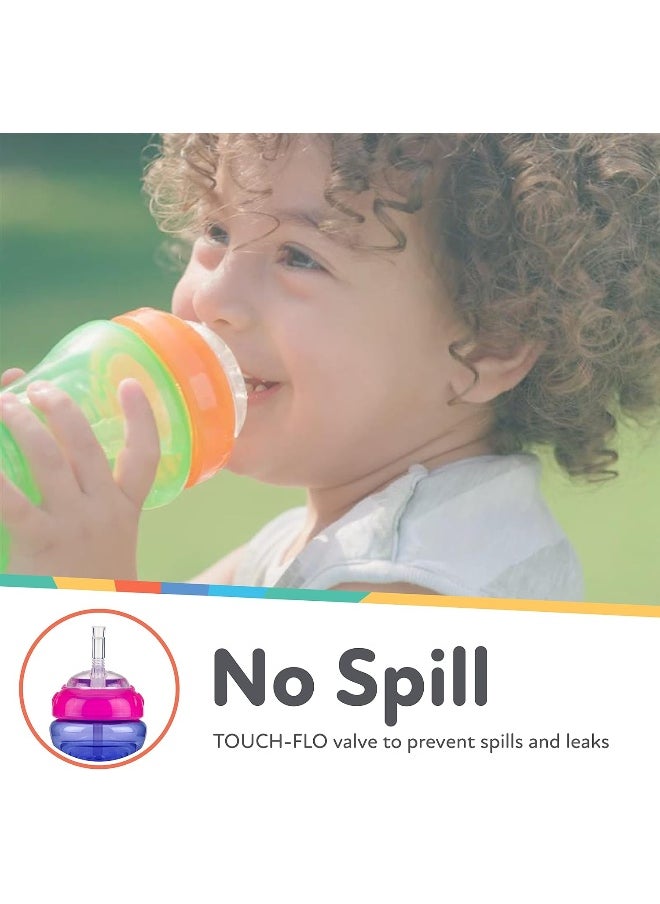 Nuby 3 Piece No-Spill Cup with Flex Straw, Neutral, 10 Ounce