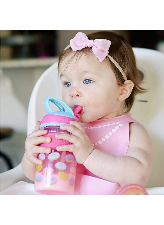 Nuby Thirsty Kids Flip-it Freestyle On the Go Water Bottle with Bite Resistant Hard Straw Cup and Easy Grip Band