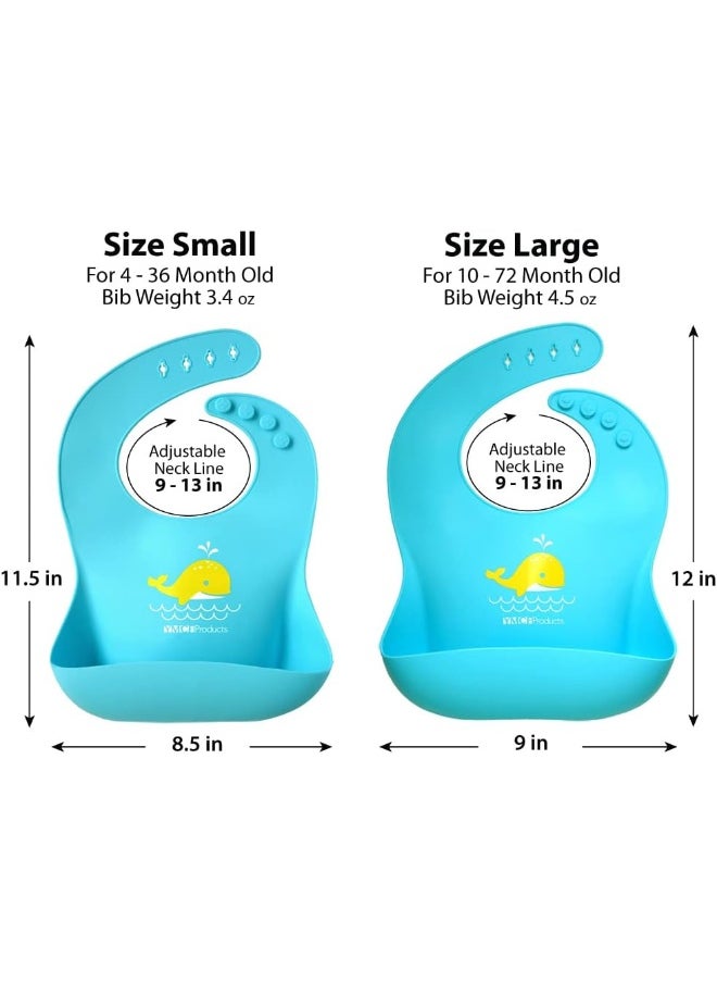 YMCF Products 2-Pack Waterproof Silicone Baby Bib Light Weight Comfortable Easy Wipe Clean