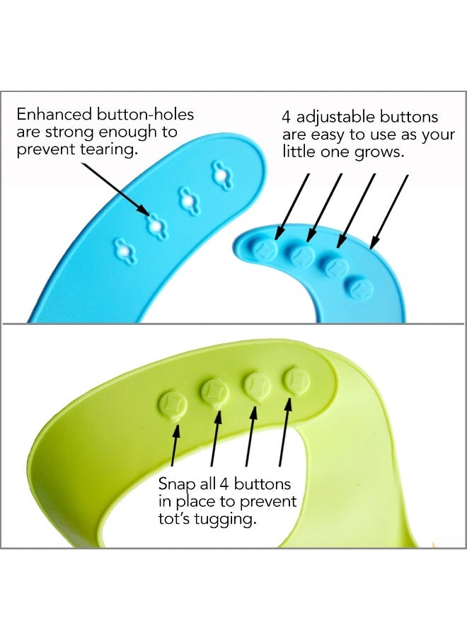 YMCF Products 2-Pack Waterproof Silicone Baby Bib Light Weight Comfortable Easy Wipe Clean