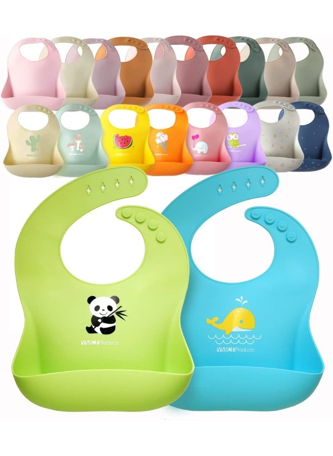 YMCF Products 2-Pack Waterproof Silicone Baby Bib Light Weight Comfortable Easy Wipe Clean