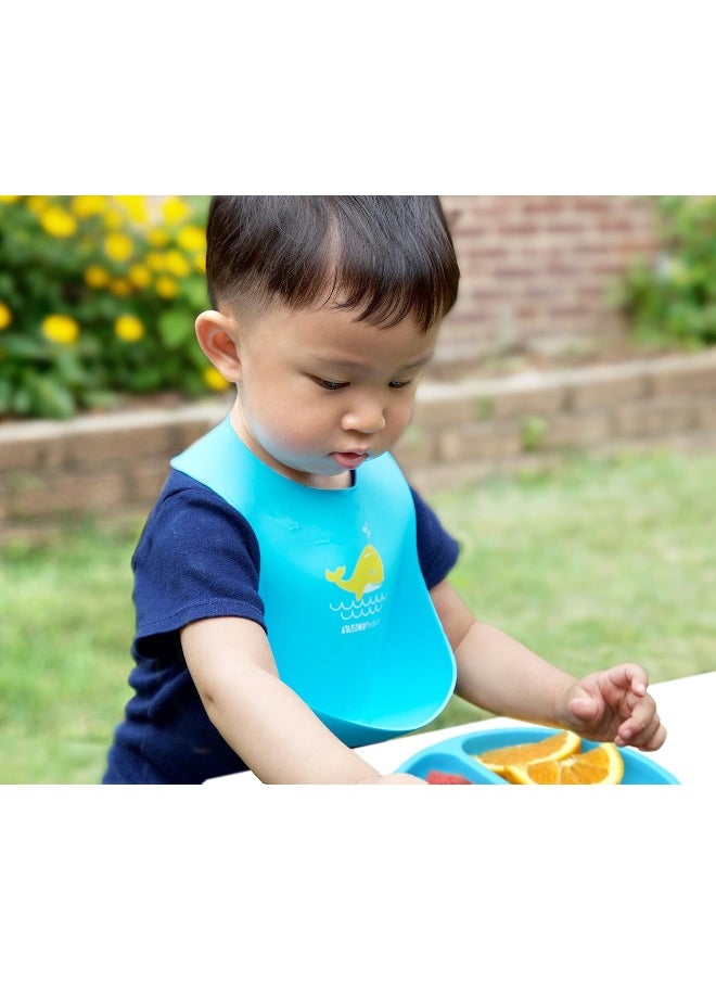 YMCF Products 2-Pack Waterproof Silicone Baby Bib Light Weight Comfortable Easy Wipe Clean