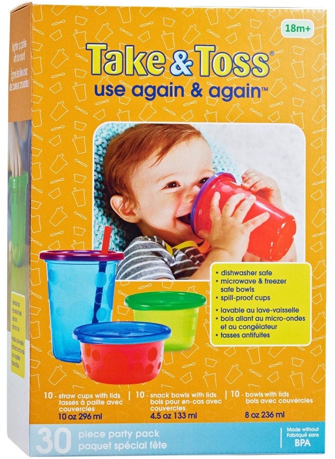 The First Years Take & Toss Party Pack, Rainbow, 30-Pieces