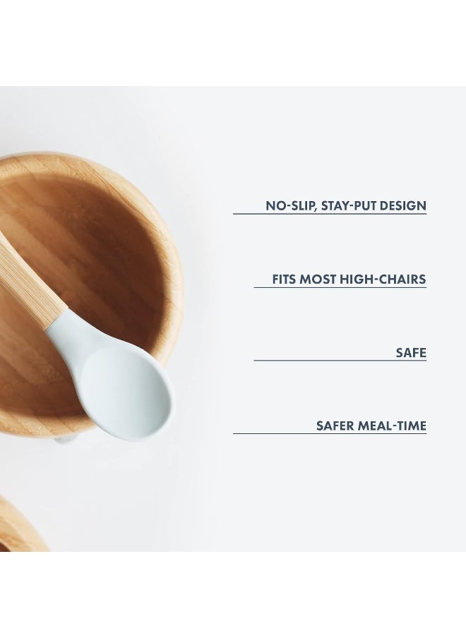 Avanchy Bamboo Baby Bowl & Spoon - Baby Cutlery - Bamboo Kids Bowl - BPA Free Bowl - Bamboo Kids Utensils - Bamboo Baby Bowl and Spoons Set, Gray - 5