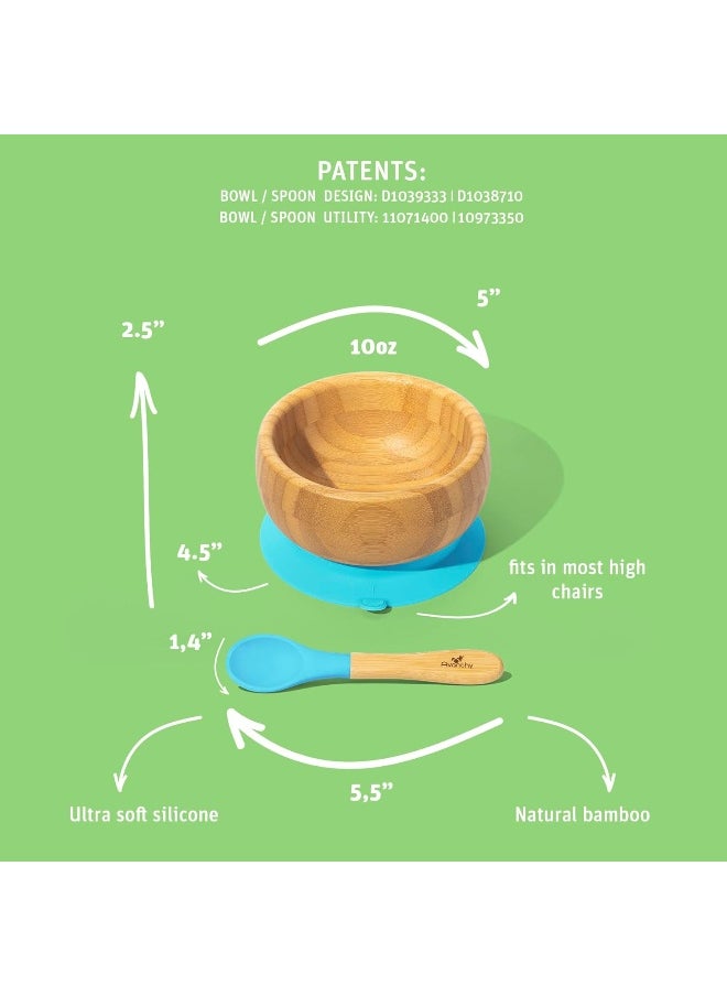 Avanchy Bamboo Baby Bowl & Spoon - Baby Cutlery - Bamboo Kids Bowl - BPA Free Bowl - Bamboo Kids Utensils - Bamboo Baby Bowl and Spoons Set, Gray - 5