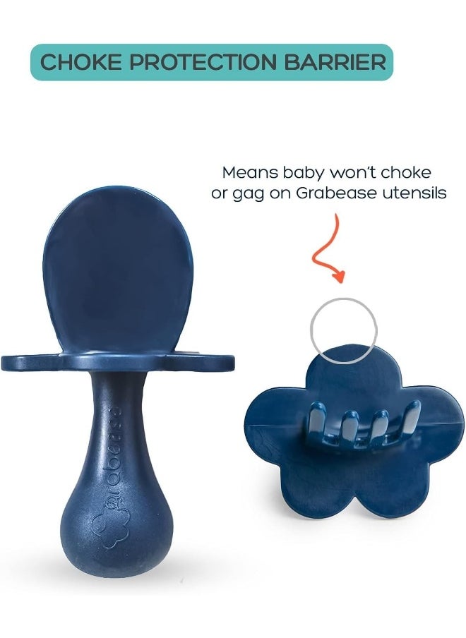Grabease Baby Spoons Baby Led Weaning Supplies Baby Utensils Baby Spoons Self Feeding, Bpa-Free & Phthalate-Free for Baby & Toddler, 1 Set, Navy