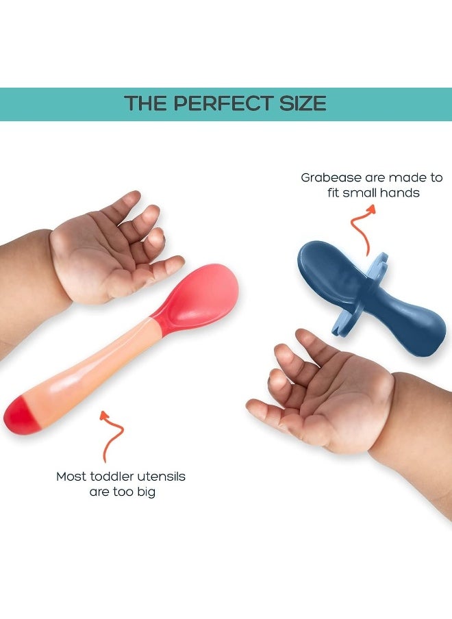 Grabease Baby Spoons Baby Led Weaning Supplies Baby Utensils Baby Spoons Self Feeding, Bpa-Free & Phthalate-Free for Baby & Toddler, 1 Set, Navy