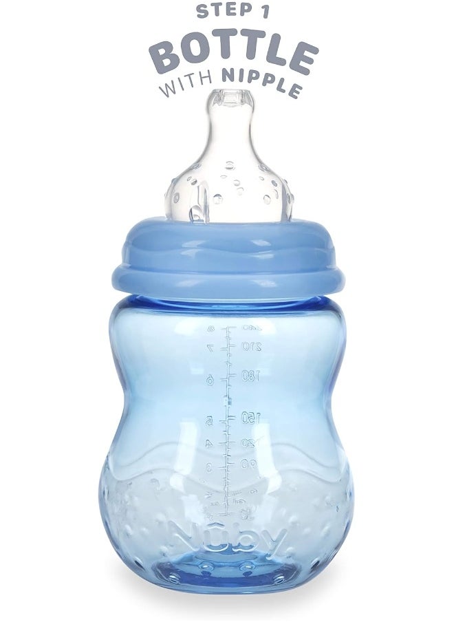 Nuby 3 in 1 Baby Bottle to Training Sippy Cup - 8 Oz Toddler Cups Spill Proof with Soft Spout, & Removable Grip Handles
