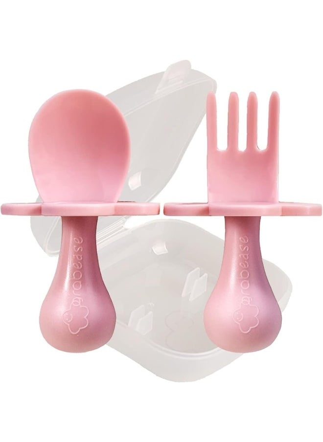 Grabease Toddler Utensils Baby Utensils Baby Forks for Self Feeding, Bpa-Free & Phthalate-Free for Baby & Toddler, 1 Set, Blush