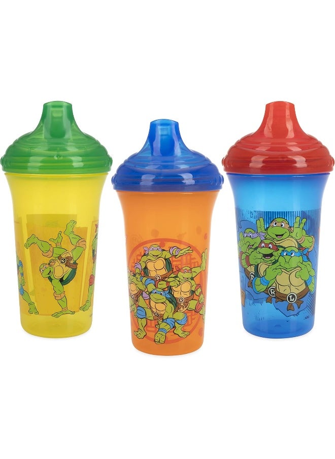 Nuby 3 Piece No Spill Easy Sippy Cups with Vari-Flo Valve Hard Spout, Nickelodeon Teenage Mutant Ninja Turtles, 9 Oz