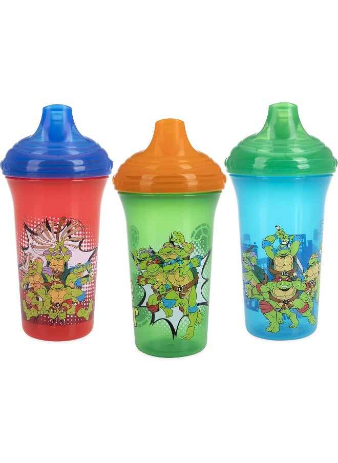 Nuby 3 Piece No Spill Easy Sippy Cups with Vari-Flo Valve Hard Spout, Nickelodeon Teenage Mutant Ninja Turtles, 9 Oz