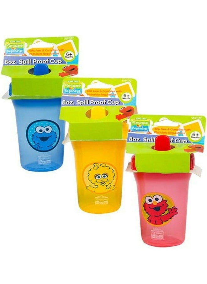 Sesame Street Sesame Beginnings 8oz. Spill Proof Cups - Big Bird, Cookie Monster and Elmo (3-Pack), Multicolored