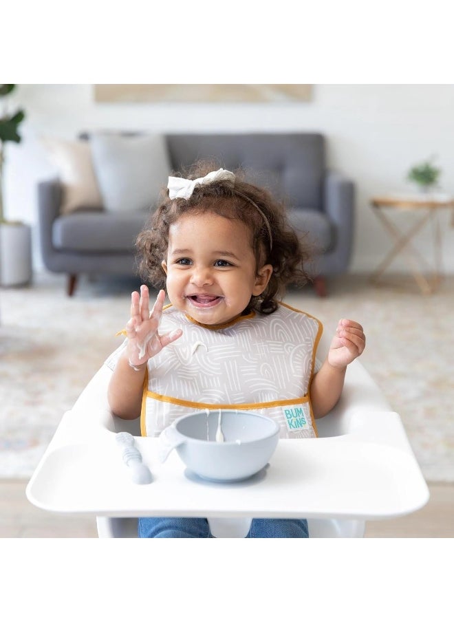 Bumkins Bibs for Girl or Boy, SuperBib Baby and Toddler for 6-24 Months, Essential Must Have for Eating, Feeding, Baby Led Weaning Supplies, Mess Saving Catch Food, Waterproof Fabric 3-pk Desert Boho