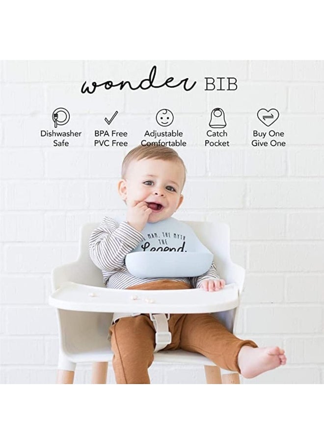 BELLA TUNNO Wonder Bib - Adjustable Silicone Baby Bibs for Girls & Boys, Durable and Waterproof BPA Free Silicone, I Laugh at Dad Jokes