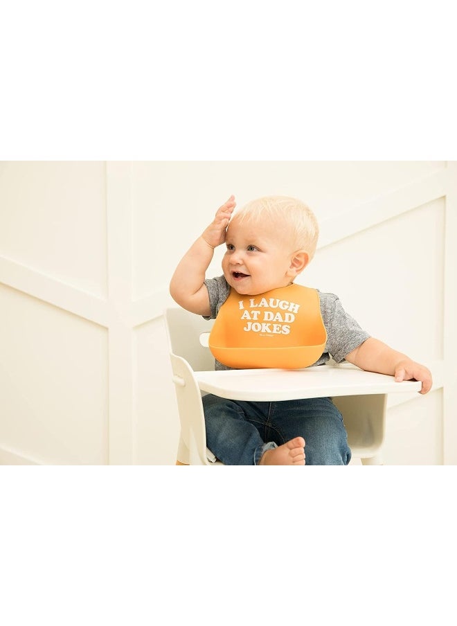 BELLA TUNNO Wonder Bib - Adjustable Silicone Baby Bibs for Girls & Boys, Durable and Waterproof BPA Free Silicone, I Laugh at Dad Jokes
