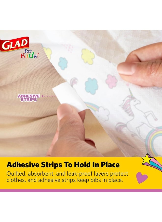 Glad for Kids Unicorns Paper Bibs, 30 Count