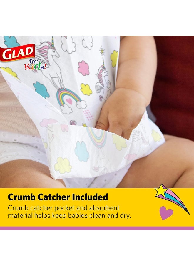Glad for Kids Unicorns Paper Bibs, 30 Count